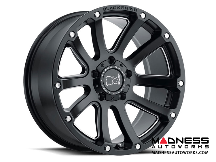 Jeep Custom Wheels (1) - Black Rhino - 17 x 9.5" - Highland - Matte Black w/ Milled Spokes